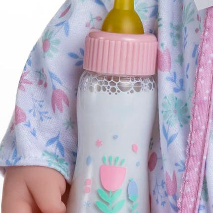 JC Toys - La Baby Muñeca de 51 cm tiene un cuerpo suave y lavable, biberón mágico y chupete, rosa y blanco, floral, diseñada en España, 2 años