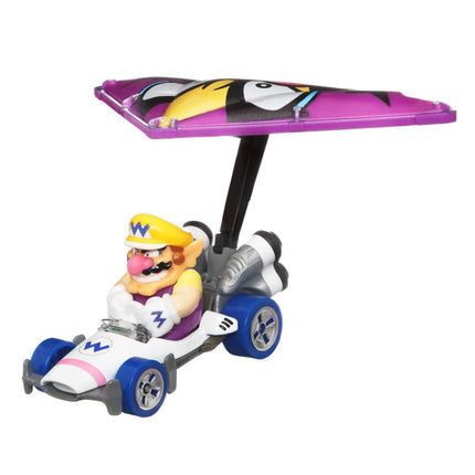 Hot Wheels Miniature Car Mario Kart Glider Wario B-Dasher Wario Wing Super Mario - Scale 1:64 Length 2 in