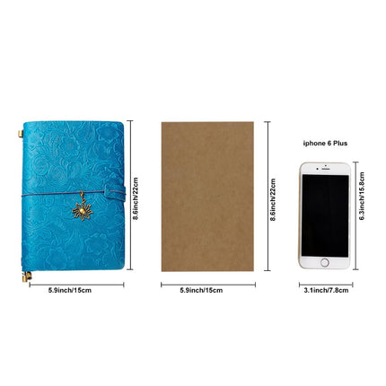 aoaoway Refillable Leather Journal Travelers Notebook A5 Blue