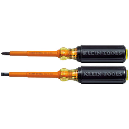 KLEIN TOOLS 2-Piece Set of 4" Insulated Screwdrivers Klein Tools 33532-INS