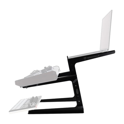 Soporte Rockville Ajustable de Doble Estante para Controlador DJ, Teclado MIDI y Laptop (Rock2d2)