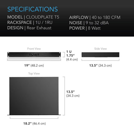 AC Infinity CLOUDPLATE T5, Rack Mount Fan 1U, Rear Exhaust Airflow, for Cooling AV, Home Theater, Network 19� Racks