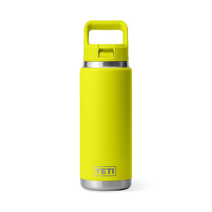 YETI Rambler 26 oz Bottle, Vacuum Insulated, Stainless Steel with Color Matching Straw Cap, Firefly Yellow