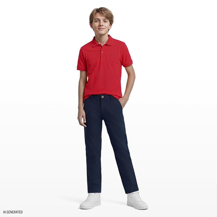 IZOD Boys' School Uniform Flat Front Twill Pants, Navy, 20