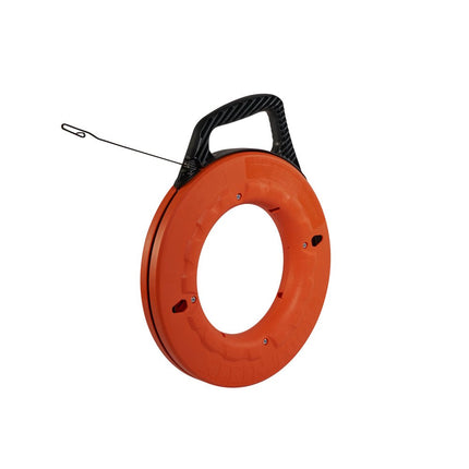 Fish Tape, 38 m, Great for Long Runs and Heavy Duty Wire Pulls, Laser Etched for Conduit Measuring Klein Tools 56003, Orange