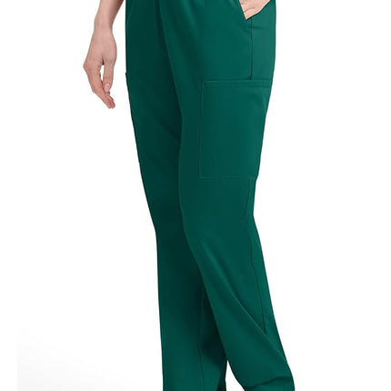 Dickies EDS Signature Scrubs for Women, Elastic Waist Pull-On Cargo Pants for Women in Soft Brushed Poplin 86106, Hunter, XL Petite