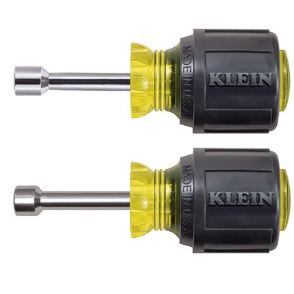 KLEIN TOOLS 610M Tool Set, Made in USA, Magnetic Nut Driver Set with Stubby Nut Driver Sizes 1/4 and 5/16-Inch, Full Hollow Shaft, 2-Piece