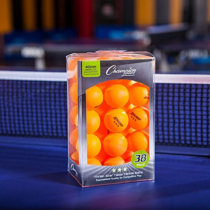 Champion Sports 3 Star Table Tennis Ball Pack, Tournament Size - Orange Ping Pong Balls, 38 Set - CTTA and ITTA Approved