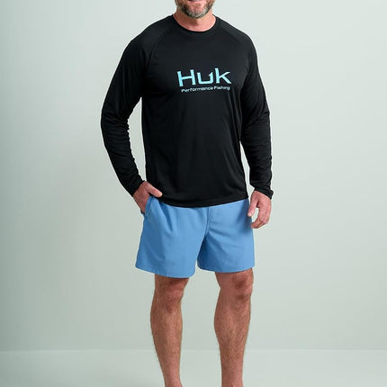 HUK Men's Pursuit Vented Long Sleeve, 30 UPF Fishing Shirt, Black, X-Large