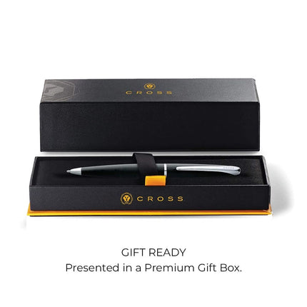 CROSS ATX - Basalt Ballpoint Pen with Chrome Plated Attributes + Box, Black