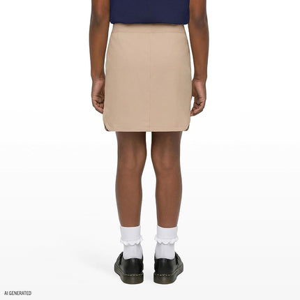 IZOD Girls' School Uniform Pull-on Scooter Skirt with Undershorts, Knit Waistband & Functional Pockets, Wrinkle Resistant, Khaki, 16