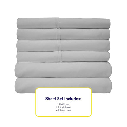 King Size Bed Sheets - 6 Piece 1500 Supreme Collection Fine Brushed Microfiber Deep Pocket King Sheet Set Bedding - 2 Extra Pillow Cases, Great Value, King, Silver