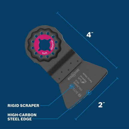 BOSCH OSL200RS 1-Piece 2 In. Starlock Oscillating Multi Tool Soft Materials High-Carbon Steel Rigid Scraper Blade for Removing Tough Sealants, Adhesives, Paint