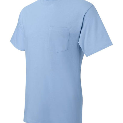 Hanes Men's Short Sleeve Pocket Tee Value Pack (Available in 1 Or 2 Pack), Light Blue (2 Pack), S
