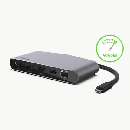 Belkin Thunderbolt 3 Dock Mini con cable Thunderbolt 3 fijo - Compatible con dispositivos USB-C de Mac OS y Windows, negro