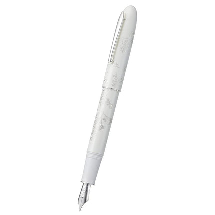 HONG DIAN Hongdian N23 White Rabbit Fountain Pen, Iridium Extra Fine Nib Silver Trim, New Year Lucky Carving Design, Smooth Writing Pen with Converter and Metal Box Set