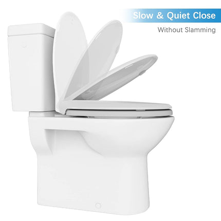 Round Toilet Seat Cover with Soft Close - Easy to Install, White Bathroom Toilet Seat Made of Tough PP Material