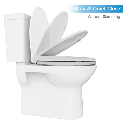 Round Toilet Seat Cover with Soft Close - Easy to Install, White Bathroom Toilet Seat Made of Tough PP Material