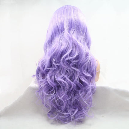 Lilac Purple Lace Front Wigs for Women Soft Wavy Lavender Purple Hair Wig with Natural Hairline Realistic Mix Color Long Purple