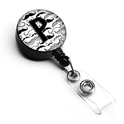 Caroline's Treasures Letter P Moustache Initial Retractable Badge Reel, Multicolor (CJ2009-PBR)