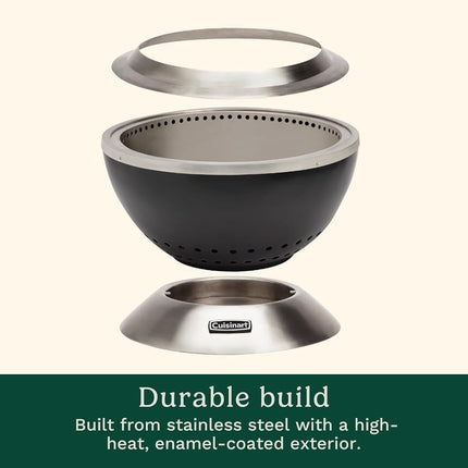 Cuisinart 24” Cleanburn Smokeless Fire Pit with Removable Ash Pan, Portable Outdoor Wood Burning Fireplace, Easy Assembly and Cleanup, Stainless Steel (COH-800C)