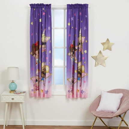 LOL Surprise! Cortinas para Ventana de Habitación Infantil, Set de 2 Paneles, 160 cm de Largo, Morado