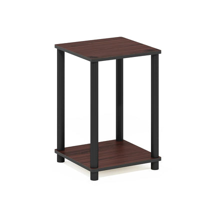 Furinno TURN-N-TUBE Side Table, 2-Tier End Table with Open Shelf, Toolless Night Stand, Bedside Table, for Living Room, Bedroom, Dark Cherry