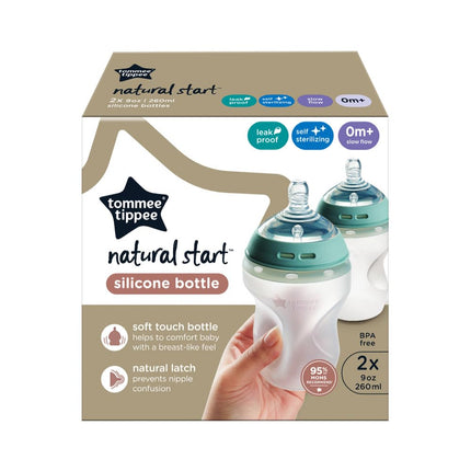 Tommee Tippee Natural Start Baby Bottle Silicone Breast-Like Teat 0m+ 260ml