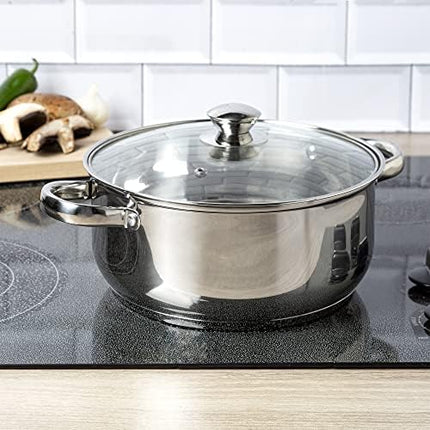 Ecolution Pure Intentions Dutch Oven – Features Tempered Glass Lid, Stay-Cool Handles, and Encapsulated Bottom – Oven Safe – Curbside Recyclable Stainless Steel – 5 Quarts
