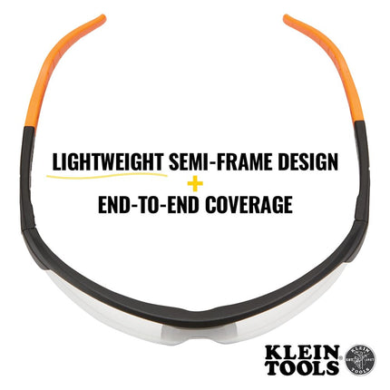 Klein Tools 60159 Safety Glasses, PPE Protective Eyewear with Semi Frame, Scratch Resistant and Anti-Fog, Clear Lens