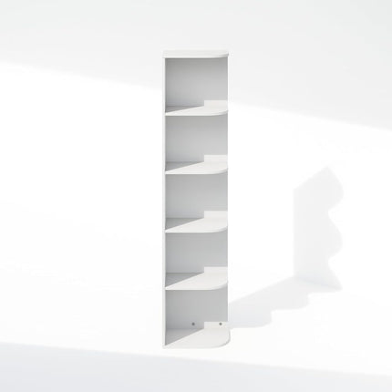 Furinno Reed 5-Tier Space Saving Corner Storage Display Shelf, White