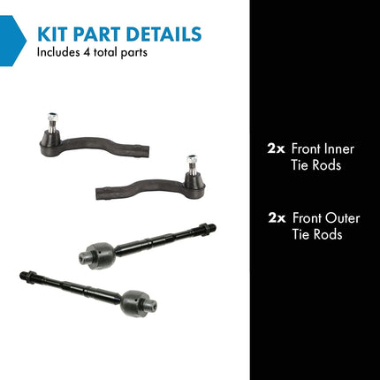 TRQ Inner and Outer Driver and Passenger Side Tie Rod Set 4 Piece Compatible with 2004-2013 Infiniti QX56 2014-2022 QX80 2005-2015 2017-2022 Nissan Armada 2004 Pathfinder Armada 2004-2015 Titan