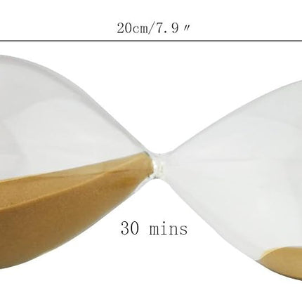 Large Fashion Colorful Sand Glass Sandglass Hourglass Timer Clear Smooth Glass Measures Home Desk Decor Xmas Birthday Gift (Brown, 30 Minutes)