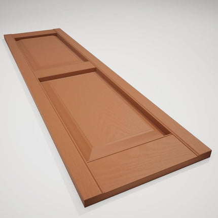 12 in. W x 40 in. H Builders Edge, TailorMade Two Equal Panels, Raised Panel Shutters, Includes Matching Installation Spikes (Per Pair), 471 - Treated Cedar