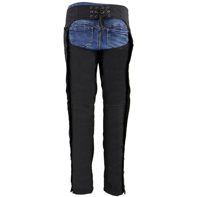 Milwaukee Leather SH1182 Women's Black Textile Motorcycle Riding Chaps with Tribal Embroidery - 5X-Large