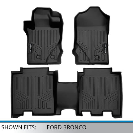 SMARTLINER All Weather Custom Fit 2 Row Floor Mat Liner Set Compatible with 2021-2023 Ford Bronco (Only fits 4-Door Models)