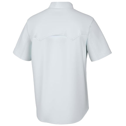 HUK Men's Diamond Back Solid Short Sleeve Button, Fishing Shirt, White, Small