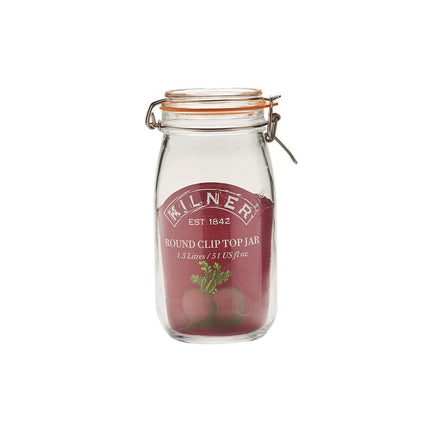 Kilner Round Clip Top Jar 0.35 Litre (350ml) Airtight Glass Storage Jar for Preserving Spices Dry Foods Reusable