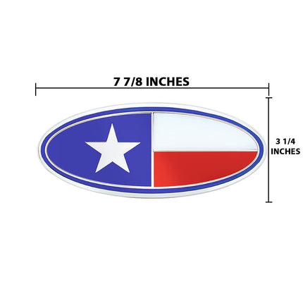 United Pacific 10934 Die-Cast Metal 7 ⅞” x 3 ¼” Chrome Oval Shape Emblem for Peterbilt, Mounting Stud w/Double-Sided Backing – ONE Emblem – Texas Flag