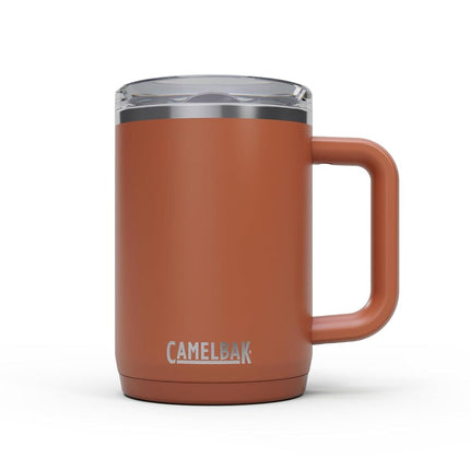 Taza CamelBak Thrive a prueba de fugas, 473 ml, acero inoxidable con aislamiento – para viajes, café, té, bebidas calientes – a prueba de derrames – compatible con portavasos, color rojo Sierra