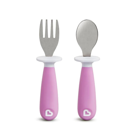 Juego de tenedor y cuchara para niños pequeños Munchkin Raise, morado