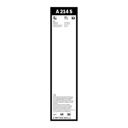 Bosch Aerotwin A 214 S - Front Windscreen Wipers - Set of 2 Replacement Blades - Comes with Pre-assembled Adapter - 2 Blades, 750mm/750mm