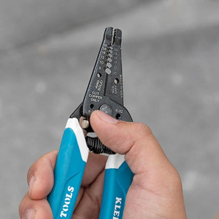 KLEIN TOOLS-Kurve Wire Stripper and Cutter, for 8-18 AWG Solid and 10-20 AWG Stranded Wire Klein Tools K11095 Blue/White