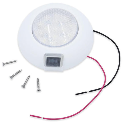 T-H Marine LED Dome Light with Red/White Switch - 12 Volt Wide Angle Beam - Water Resistant and Surface Mounted for Boats and RVs - 4 inch, White