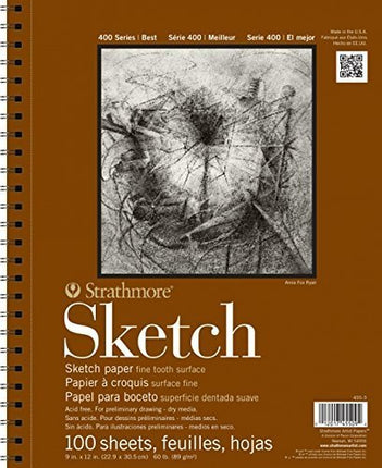 Strathmore 400 Series Sketch Pad, 9x12 inch, 50 Sheets - Artist Sketchbook for Drawing, Illustration, Art Class Students