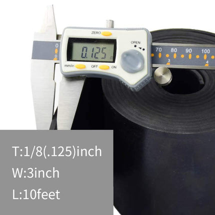 DOBTIM Rubber Strips 1/8 (.125)" Thick X 3" Wide X 10' Long, Solid Rubber Rolls Use for Gaskets DIY Material, Supports, Sealing, Bumpers, Protection, Abrasion, Black