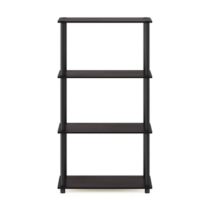 Furinno TURN-N-TUBE Storage Shelves, 4-Tier Toolless Book Shelf, Corner Shelf, Toolless Open Shelves, for Organization and Storage, Living Room, Garage, Home Office, Dark Walnut