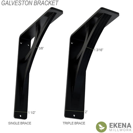 Ekena BKTM01X05X08SGL Galveston Wrought Iron Bracket, Steel, 1 1/2" W x 5 1/2" D x 8" H (Single Center Brace)