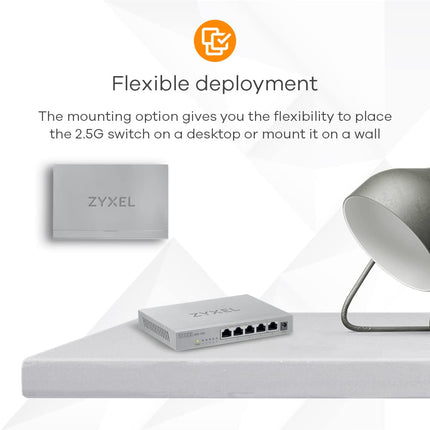 Zyxel 5-Port 2.5G Multi-Gigabit Unmanaged Switch for Home Entertainment or SOHO Network [MG-105]