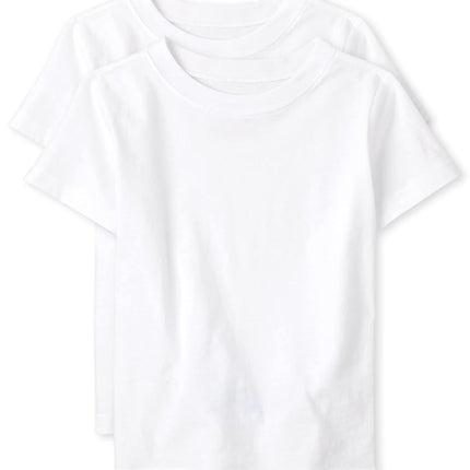 The Children's Place Boys' Short Sleeve Undershirt, White 2-Pack, Small